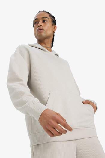 DeFacto Boxy Fit Hooded Jacquard Sweatshirt with Kangaroo Pocket E9308Ax25Au