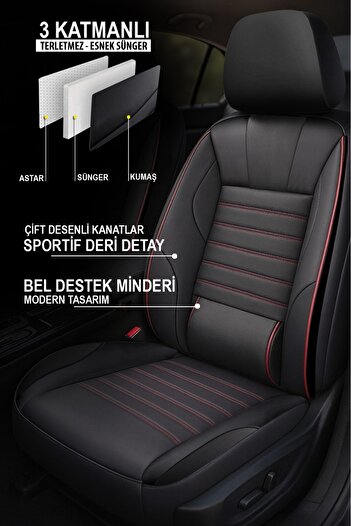 GM-DESIGN غطاء مقعد سيارة من الجلد الحجري - دعم أسفل الظهر (متوافق مع HYUNDAİ İ20-İ30 Accent Blue-Era-Getz)