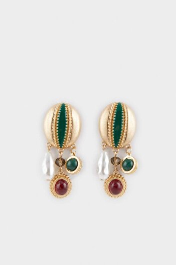 DeFacto Women's Stone Gold Earrings F6682Axns