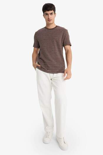 DeFacto Regular Fit Crew Neck Striped Short Sleeve T-Shirt E8198Ax25Au