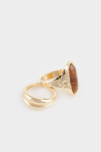 DeFacto Women's 4-Piece Gold Ring F6847Axns