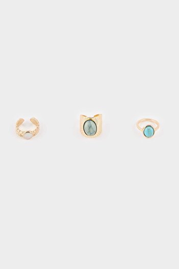 DeFacto Women's 3-Piece Gold Ring F6853Axns