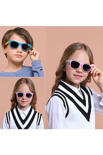 fulina Kids Sunglasses Polarized, Arabest Flexible 100% UV Protection Silicone Safety Glasses for Age 3-12,