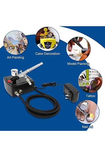 fulina Airbrush Compressor Kit, Portable Double Action Spray Gun and Mini Air Compressor Set (Black)