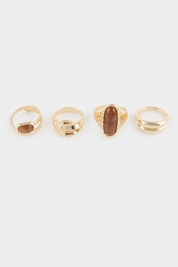 DeFacto Women's 4-Piece Gold Ring F6847Axns