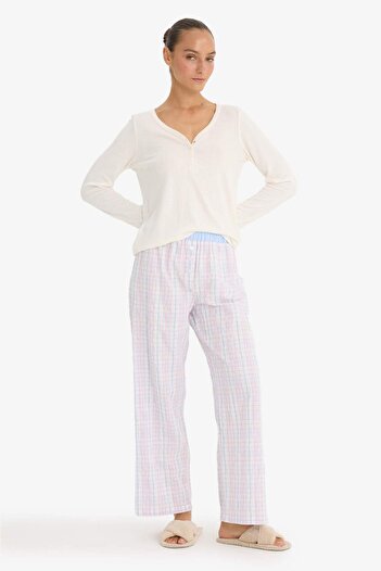 DeFacto Regular Fit Uzun Boy Gofre Dokulu Pijama Altı-Fall in Love F8935AX25HS