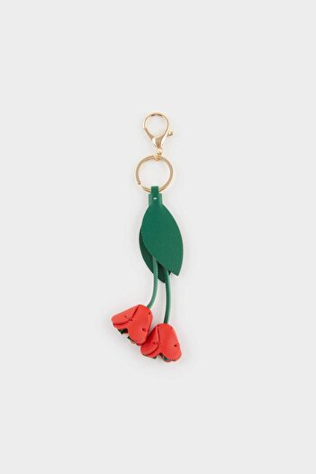 DeFacto Women's Red Tulip Detailed Charm Keychain F6983Axns