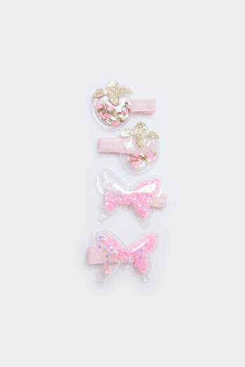 DeFacto Girl's 4-Piece Pink Sequin Snap Buckle F6871A8Ns