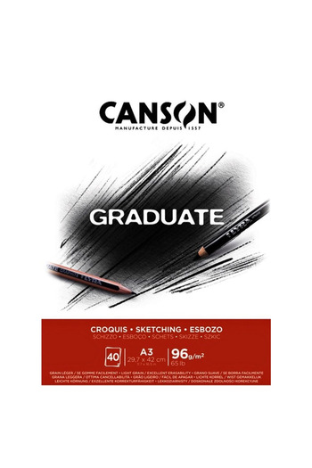 Canson GrAduAte Croquıs Sketch Block - 40 Sheets A3, 96 grams
