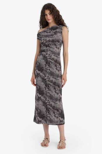 DeFacto Bodycon Body-Hugging Open Shoulder Patterned Tulle Maxi Dress F0421Ax25Au