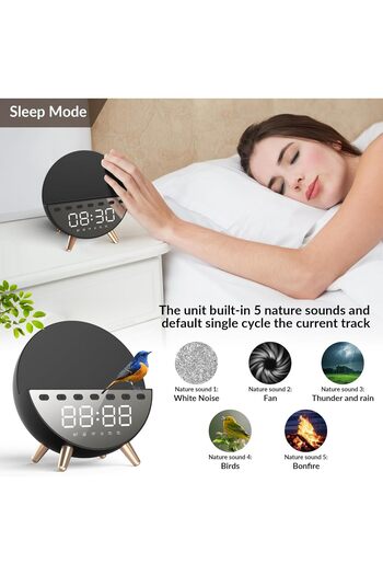 fulina 15W Wireless Charging Digital Alarm Clock, Warm White Light, 5 Soft Sounds/White Noise, Double for B