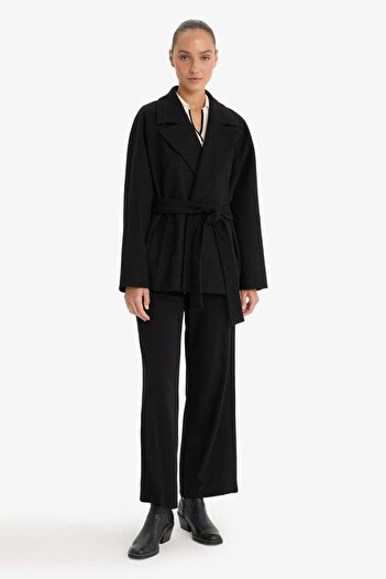 DeFacto Regular Fit Belted Cashmere Coat E8659Ax25Au