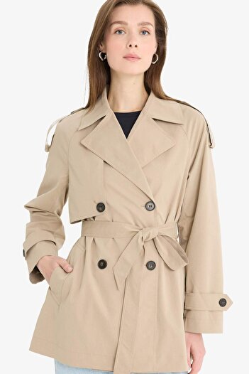 DeFacto Regular Fit Belted Buttoned Pocket Trench Coat E8583Ax25Au