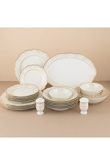 Dania 28-piece porcelain dining set with gold engraving - for 6 people