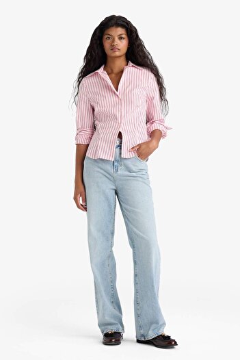 DeFacto Fitted Striped Poplin Long Sleeve Shirt F9209Ax25Au
