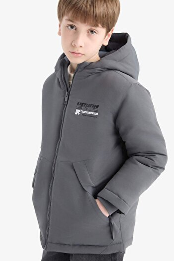 DeFacto Boy's Waterproof Hooded Zippered Pocket Jacket C4318A825Au