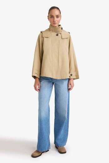 DeFacto Regular Fit Hooded Zippered Trench Coat E8584Ax25Au