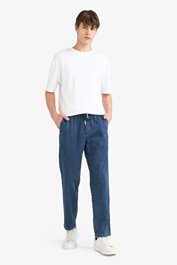 DeFacto Wide Leg Wide Leg Lace-Up Waist Jean Snow Washed Pants G1627Ax25Au