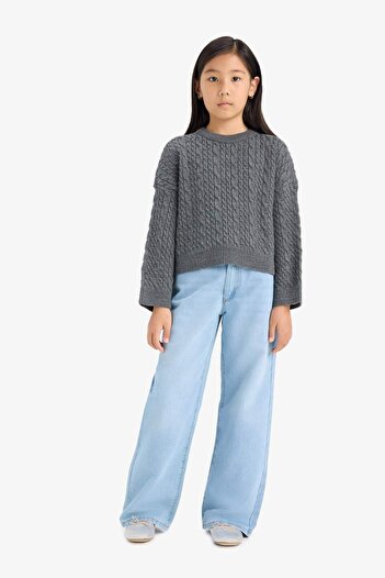 DeFacto Girl's Standard Fit Crew Neck Knitwear Sweater E7880A825Au