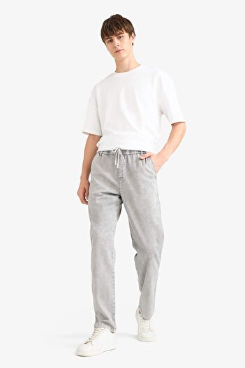 DeFacto Wide Leg Wide Leg Lace-Up Waist Jean Snow Washed Pants G1216Ax25Au