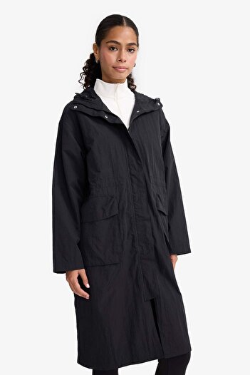 DeFacto Regular Fit Hooded Zippered Long Raincoat E8558Ax25Au