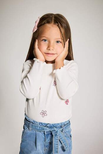 DeFacto Baby Girl Crew Neck Patterned Long Sleeve T-Shirt F4861A525Au