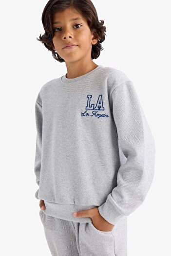 DeFacto Erkek Çocuk 2'li Takım Baskılı Sweatshirt Eşofman Altı F2593A825AU