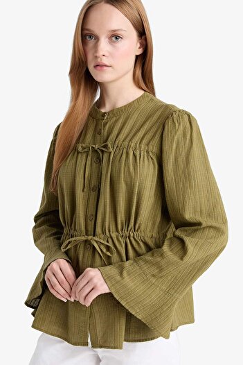 DeFacto Regular Fit Crew Neck Flared Cotton Long Sleeve Tunic F9042Ax25Au