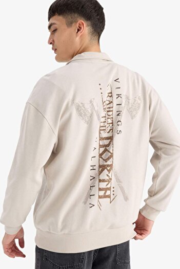 DeFacto Φούτερ Vikings Valhalla Boxy Fit με γιακά με φερμουάρ στην πλάτη E9298AX25AU