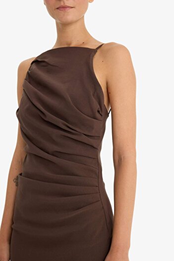 DeFacto Bodycon Vücudu Saran Bengalin Kolsuz Elbise F9264AX25WN
