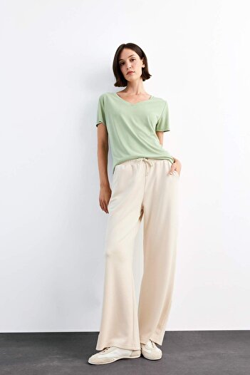 DeFacto V-Neck Modal Short Sleeve T-Shirt G0402Ax25Sm