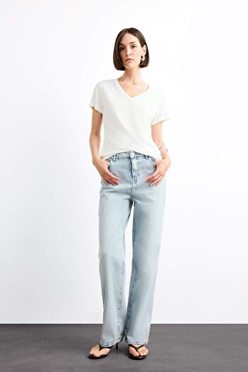 DeFacto V-Neck Modal Short Sleeve T-Shirt G0402Ax25Sm
