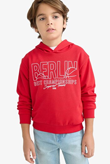 DeFacto Boy's Hooded Printed Sweatshirt F2847A825Au