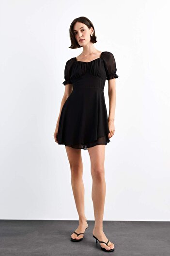 DeFacto Chiffon Short Sleeve Mini Dress G0729Ax25Sm