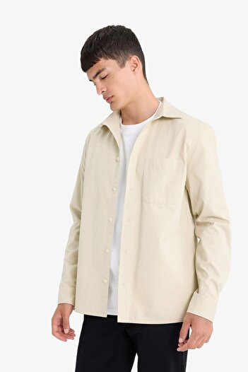 DeFacto Regular Fit Polo Yaka Pamuklu Uzun Kollu Gömlek E8112AX25AU