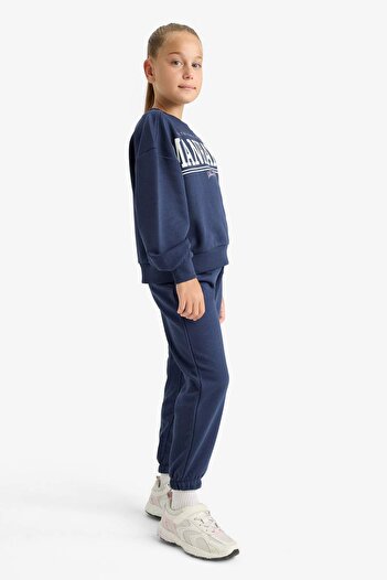 DeFacto Girl's 2-Piece Set Printed Sweatshirt Sweatpants E6416A825Au