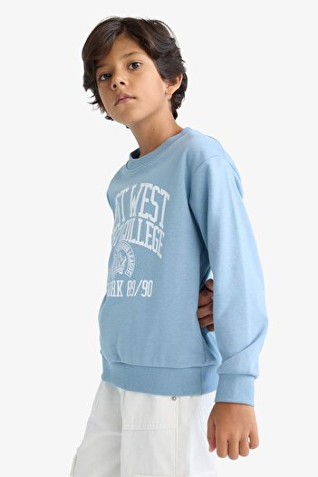 DeFacto Erkek Çocuk Bisiklet Yaka Baskılı Sweatshirt F2843A825AU