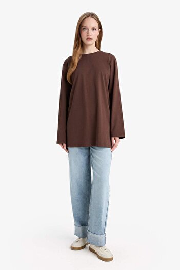 DeFacto Regular Fit Crew Neck Long Sleeve T-Shirt Tunic D4897Ax25Au