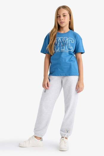 DeFacto Girl's Printed Jogger Sweatpants with Elastic Waist E6929A825Au