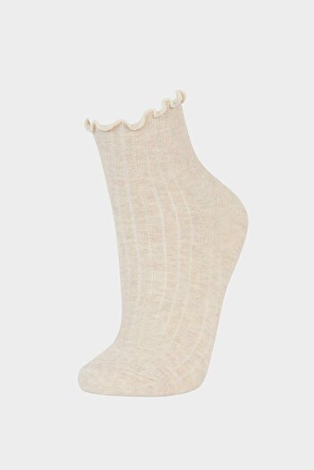DeFacto Women's Ruffled 3-Piece Cotton Socks F5473Axns