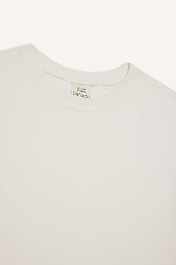 DeFacto Girls' Oversize Wide Fit Crew Neck Basic Plain Short Sleeve T-Shirt F8487A825Hs