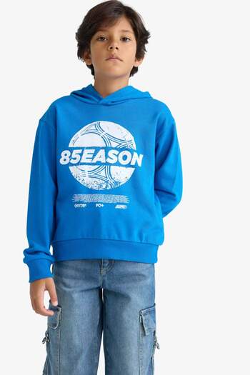 DeFacto Erkek Çocuk Kapüşonlu Baskılı Sweatshirt F2845A825AU