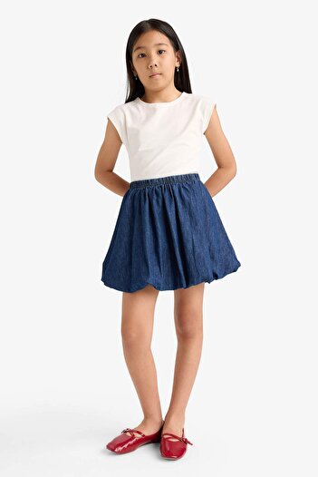 DeFacto Girl's Elastic Waist Balloon Jean Skirt G1229A825Au