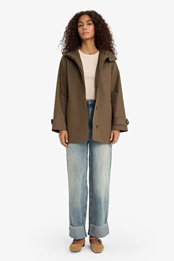 DeFacto Regular Fit Hooded Belted Trench Coat E8582Ax25Au