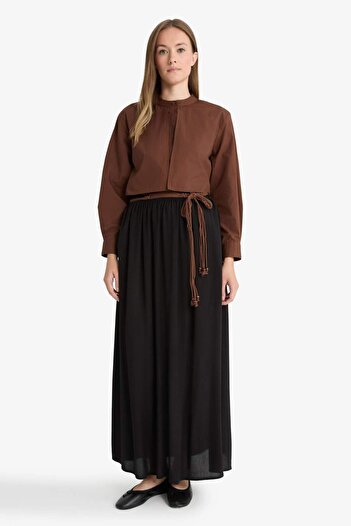 DeFacto A-Line Crinkle Viscose Maxi Skirt F9415Ax25Au