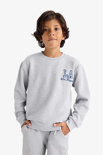 DeFacto Erkek Çocuk 2'li Takım Baskılı Sweatshirt Eşofman Altı F2593A825AU