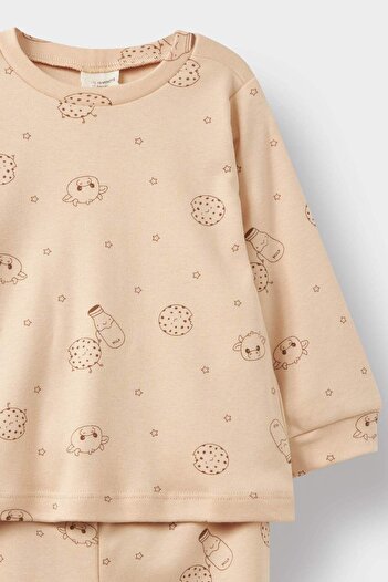 DeFacto Erkek Bebek Pijama Takımı Desenli Penye Uzun Kollu Üst Uzun Alt F3572A525AU