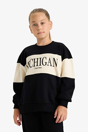 DeFacto Kız Çocuk 2'li Takım Baskılı Sweatshirt Eşofman Altı E6418A825AU