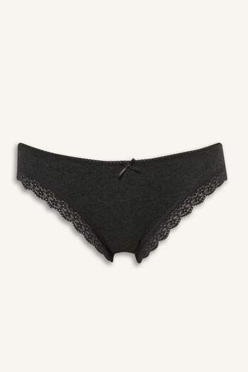 DeFacto Lace Detailed Ribbed 3-Piece Brazilian Panties-Fall in Love D8672Ax25Au