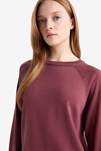 DeFacto Regular Fit Bisiklet Yaka Basic Düz Triko Kazak Tunik C4474AX25WN
